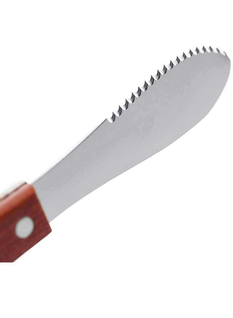 Loquat Straight Edge Wide er Spreader Sandwich Cream Cheese Condiment Knives Set Kitchen Tools, Wood Handle, 8 - Image 2