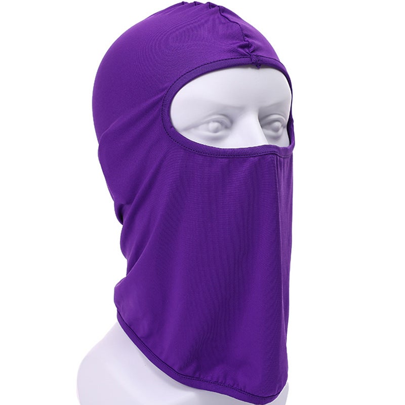 Generic Summer riding mask Ice Silk headgear sunscreen dustproof full face neck protection headgear bicycle electric car inner liner Cap TT-17 purple