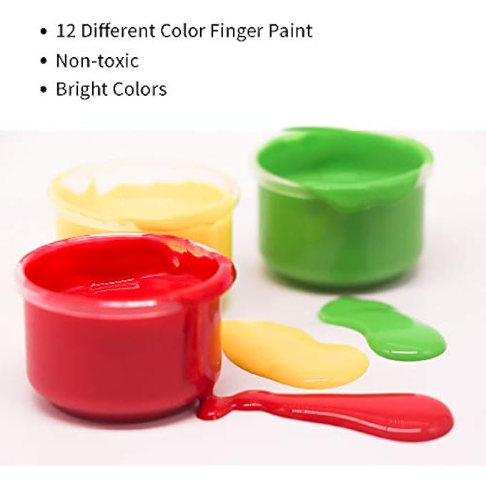 12 COLOR FINGER PAINT SET FOR KIDS - NON-TOXIC, WASHABLE, AND SAFE FINGER PAINTS FOR TODDLERS - PERFECT FOR CREATIVE PLAY, ARTS & CRAFTS, AND LEARNING ACTIVITIES - Image 4
