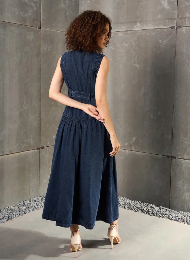 SASSAFRAS Denim Maxi Dress for Women
