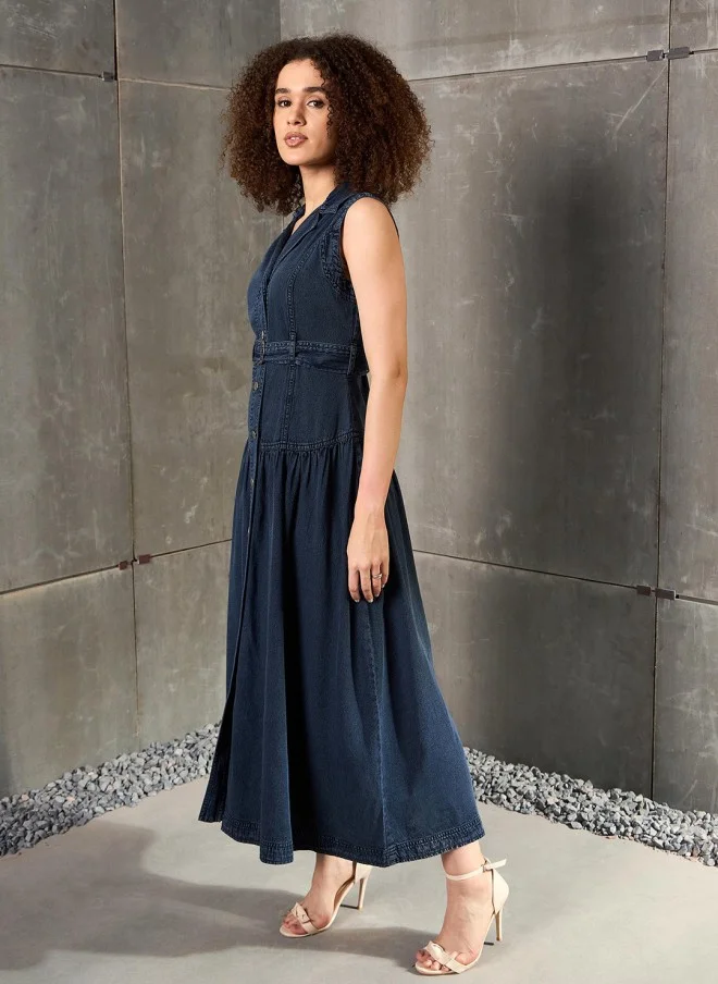 SASSAFRAS Denim Maxi Dress for Women
