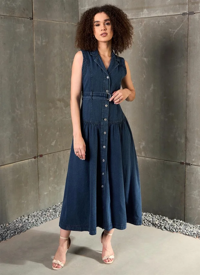 SASSAFRAS Denim Maxi Dress for Women