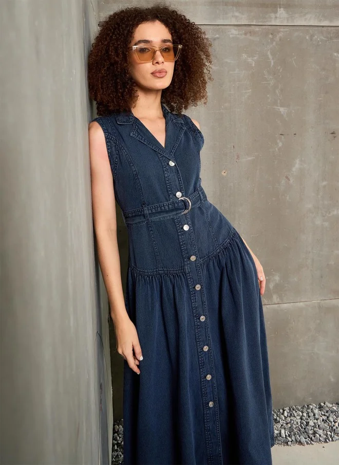 SASSAFRAS Denim Maxi Dress for Women