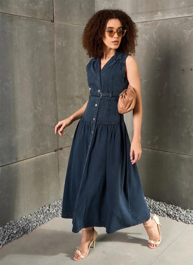 SASSAFRAS Denim Maxi Dress for Women