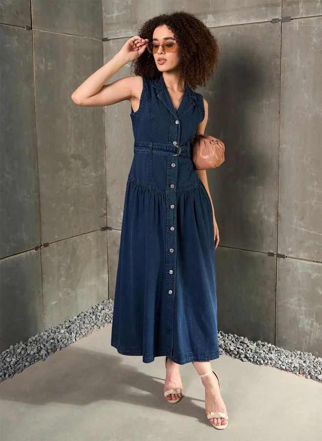 SASSAFRAS Denim Maxi Dress for Women