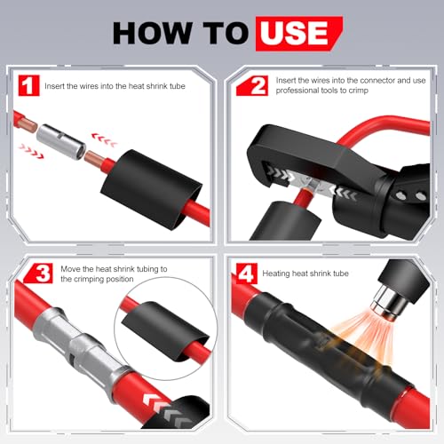AIRIC Heat Shrink Butt Connectors 4 AWG, 6 Pcs Waterproof Electrical Crimp Splice Terminal for Auto Repair, Insulated Marine Grade Connector for 4 Gauge,Wire Crimps Terminals, Black - Image 5