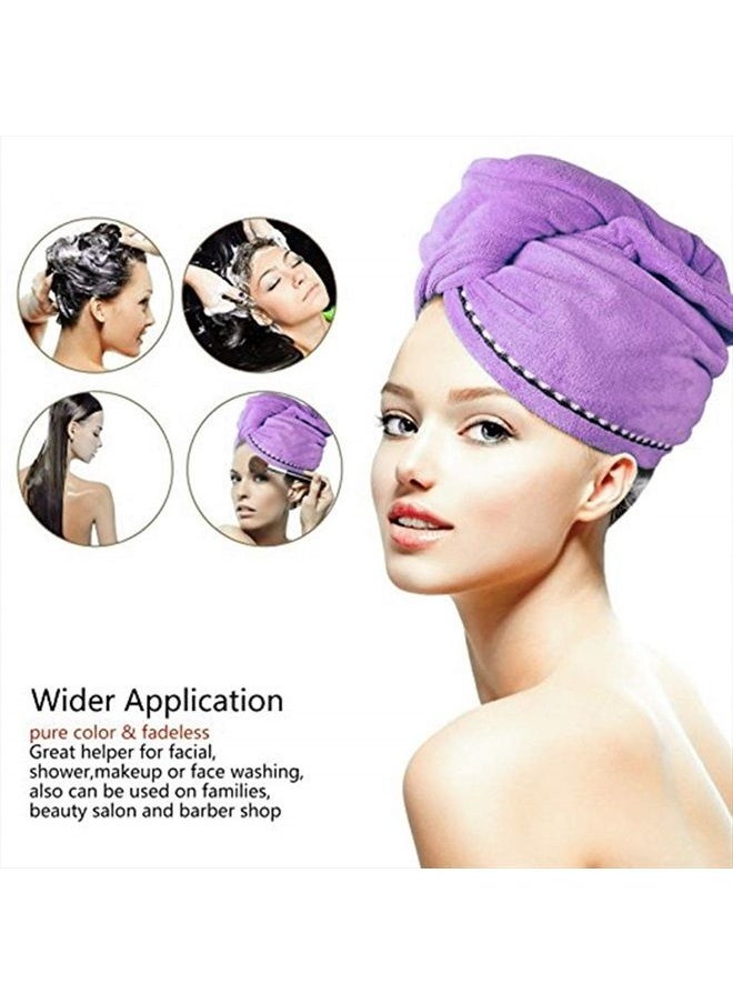 CC CAIHONG - Microfiber Hair Towel Wrap for Women [4 Pack] Turban Twist Head Towel with Button, Quick Dry Super Absorbent for Long & Curly Hair, Anti-Frizz - (Blue & Pink & Purple & Red) - Image 1