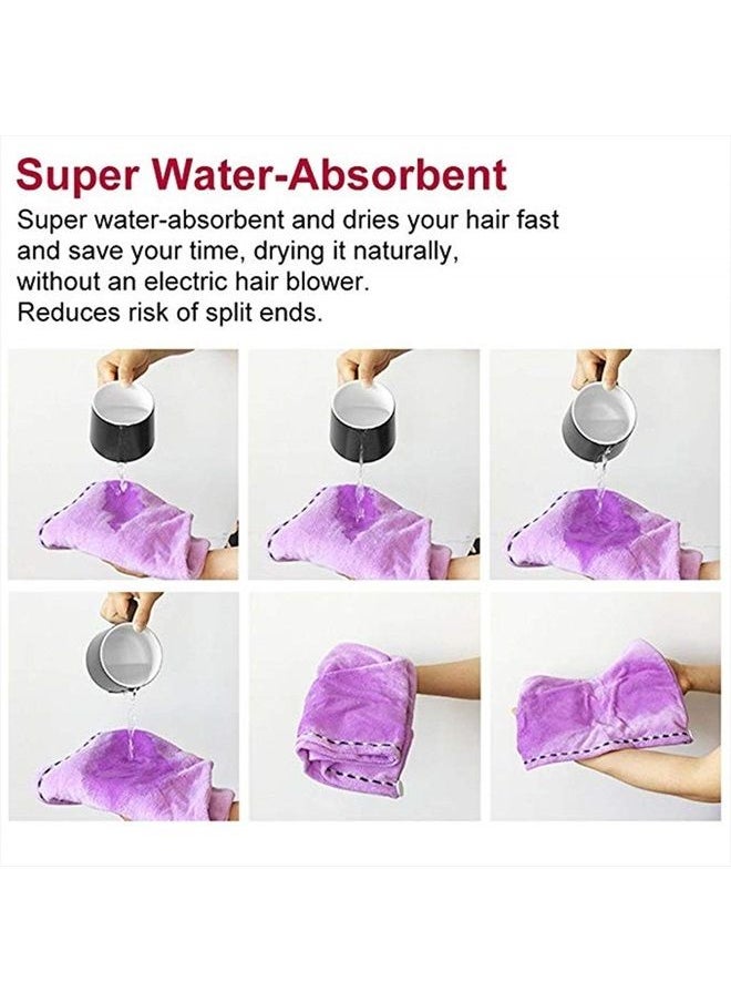 CC CAIHONG - Microfiber Hair Towel Wrap for Women [4 Pack] Turban Twist Head Towel with Button, Quick Dry Super Absorbent for Long & Curly Hair, Anti-Frizz - (Blue & Pink & Purple & Red) - Image 1