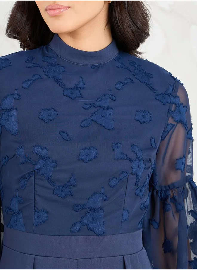 ستايلي Chiffon Jacquard 3/4 Sleeve Jumpsuit
