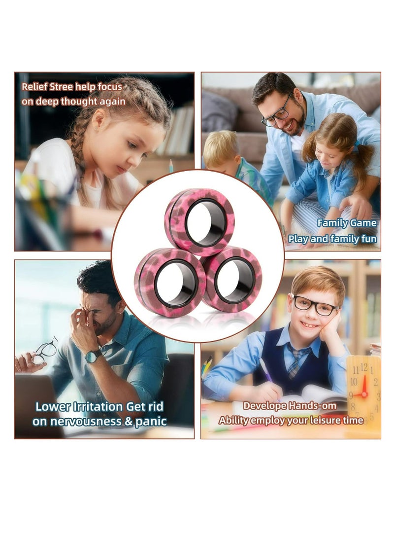 3PCS Magnetic Rings Fidget Toy Set,Adult Fidget Magnets Spinner Rings for Anxiety Relief Therapy, Stocking Stuffers for Adults Men Teens | Gift for Boys Girls Kids - Image 4