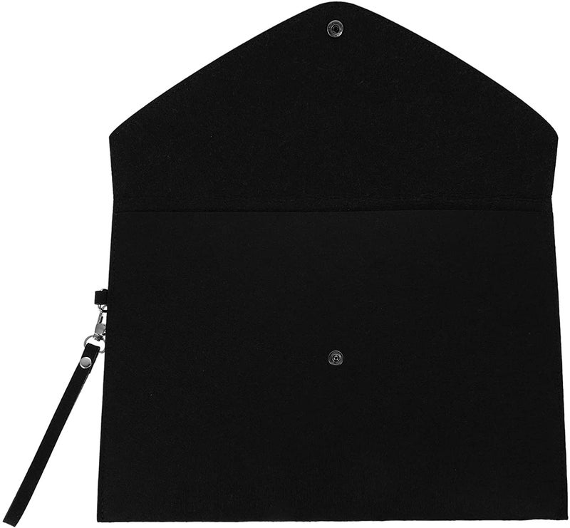 GREENSHEEP Felt Document Folders - Portable A4 Envelope File Holder with Button Closure for Office, School, Stationery Tools Organization,34x24cm (Black) - Image 1