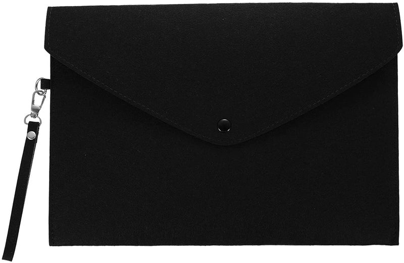 GREENSHEEP Felt Document Folders - Portable A4 Envelope File Holder with Button Closure for Office, School, Stationery Tools Organization,34x24cm (Black) - Image 2