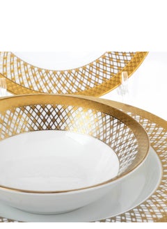 Dania Dinner set 18 pieces golden engraving porcelain White/Gold 28x28x20 cm  - Image 4