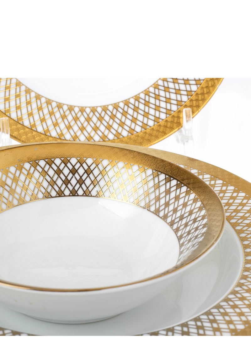Dania Dinner set 18 pieces golden engraving porcelain White/Gold 28x28x20 cm  - Image 4