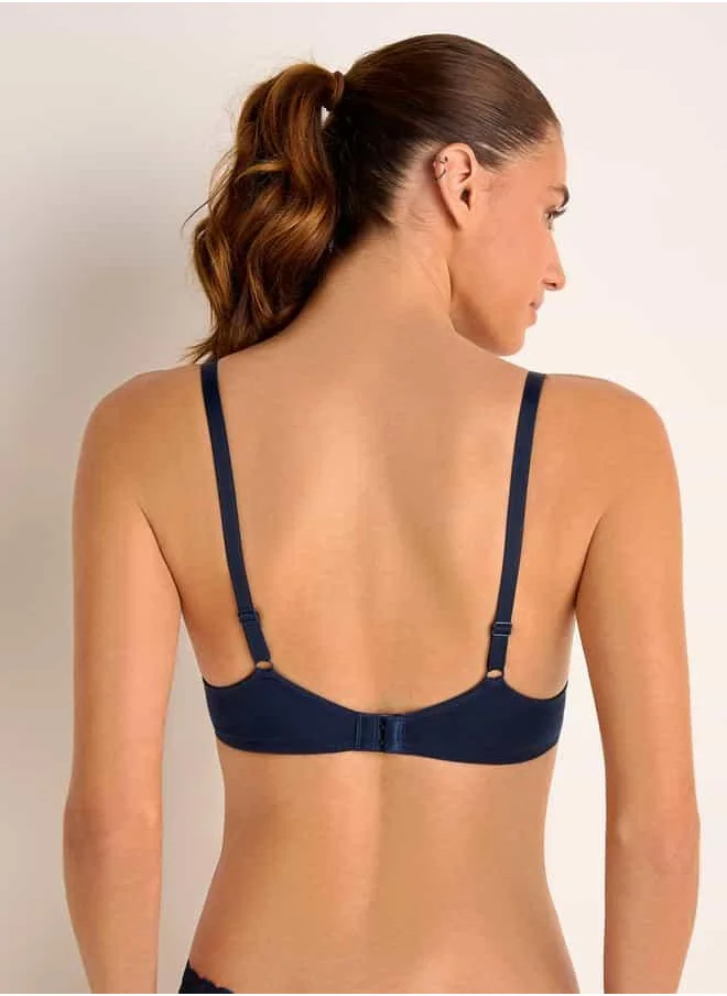 FAV Lace Trim Padded Wired Support Bra with Hook and Eye Closure