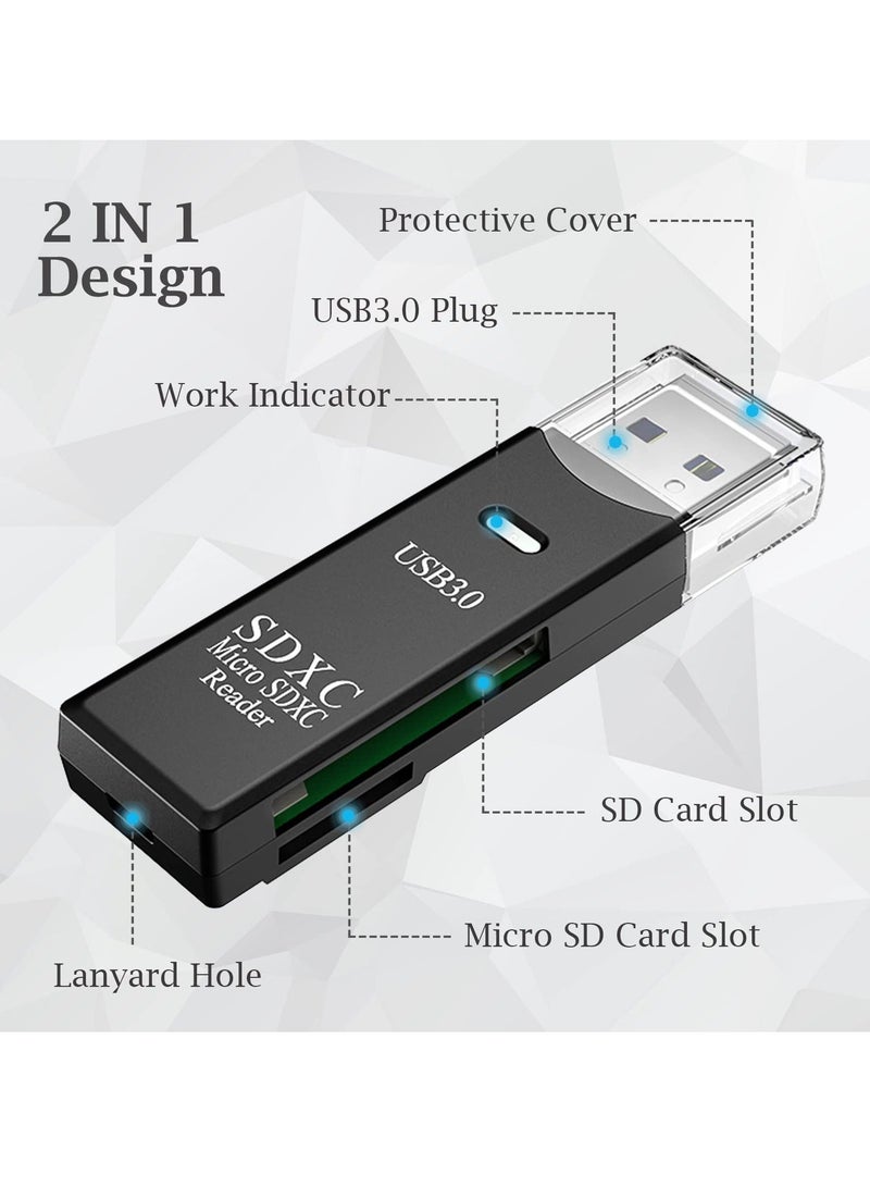 USB 3.0 SD Card Reader, Micro SD Card to USB Adapter TF Card Reader Camera Memory Card Reader for PC Laptop - Image 2
