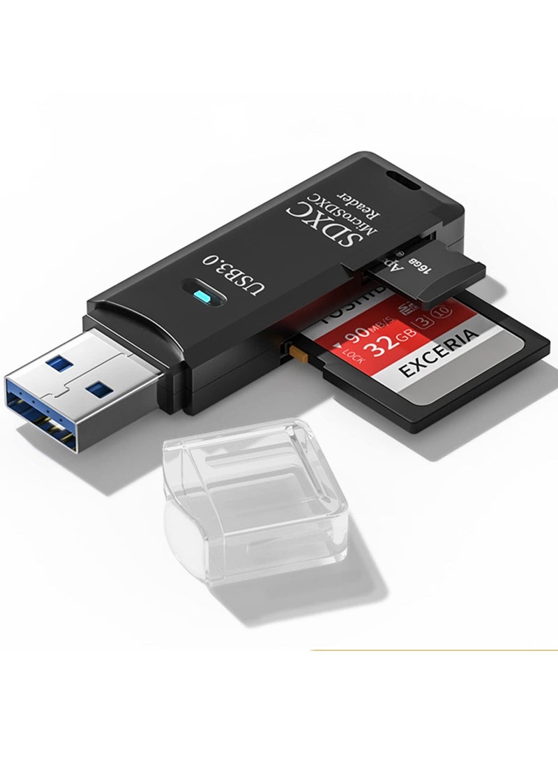 USB 3.0 SD Card Reader, Micro SD Card to USB Adapter TF Card Reader Camera Memory Card Reader for PC Laptop - Image 1