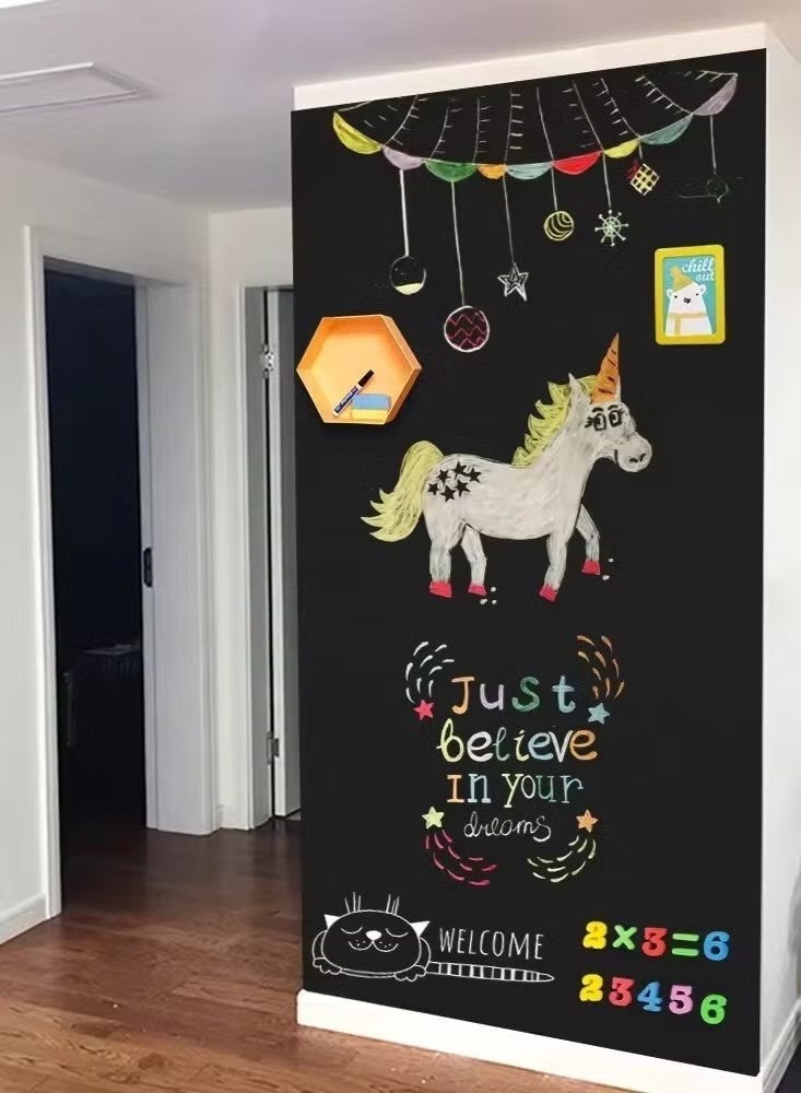 Ailily Thickened Waterproof Removable Dry-erase Self-adhesive Magnetic Chalkboard Contact Paper, Free to Cut For Home Kitchens, Children's Rooms, Offices, Restaurants, Coffee Bars.(black - 45x100 cm) - Image 4