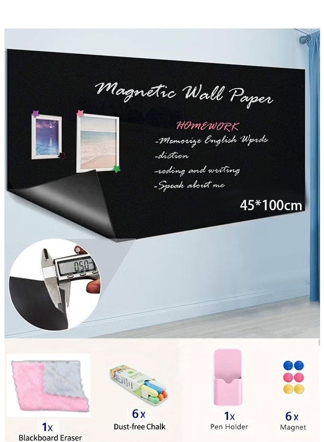 Ailily Thickened Waterproof Removable Dry-erase Self-adhesive Magnetic Chalkboard Contact Paper, Free to Cut For Home Kitchens, Children's Rooms, Offices, Restaurants, Coffee Bars.(black - 45x100 cm) - Image 3