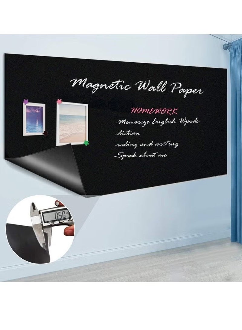 Ailily Thickened Waterproof Removable Dry-erase Self-adhesive Magnetic Chalkboard Contact Paper, Free to Cut For Home Kitchens, Children's Rooms, Offices, Restaurants, Coffee Bars.(black - 45x100 cm) - Image 2