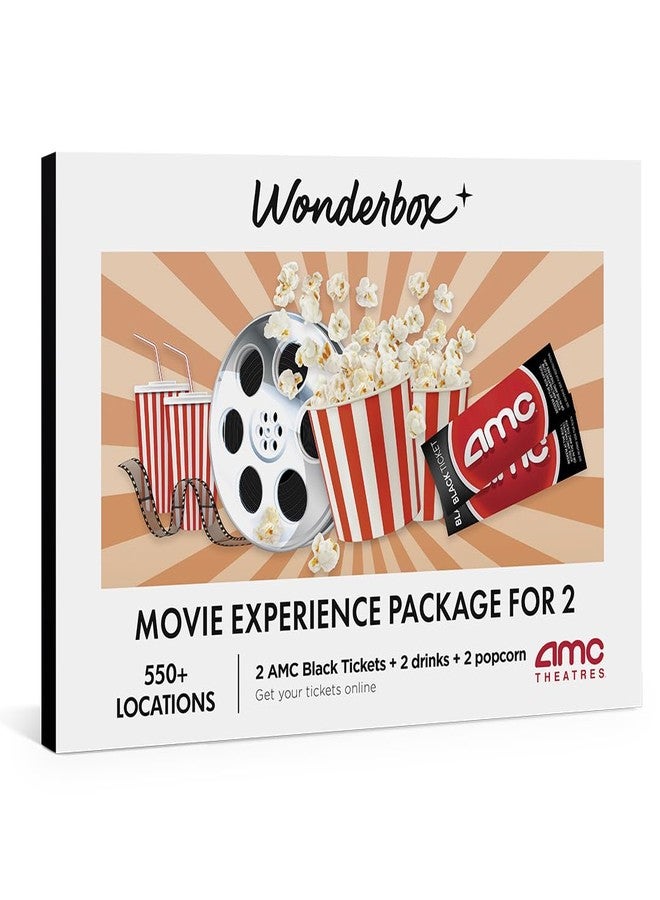 WONDERBOX AMC Movie Night Experience for 2, Gift Box with 2 Movie Tickets, Drinks & Popcorn, Valid at 550 Locations - Image 1