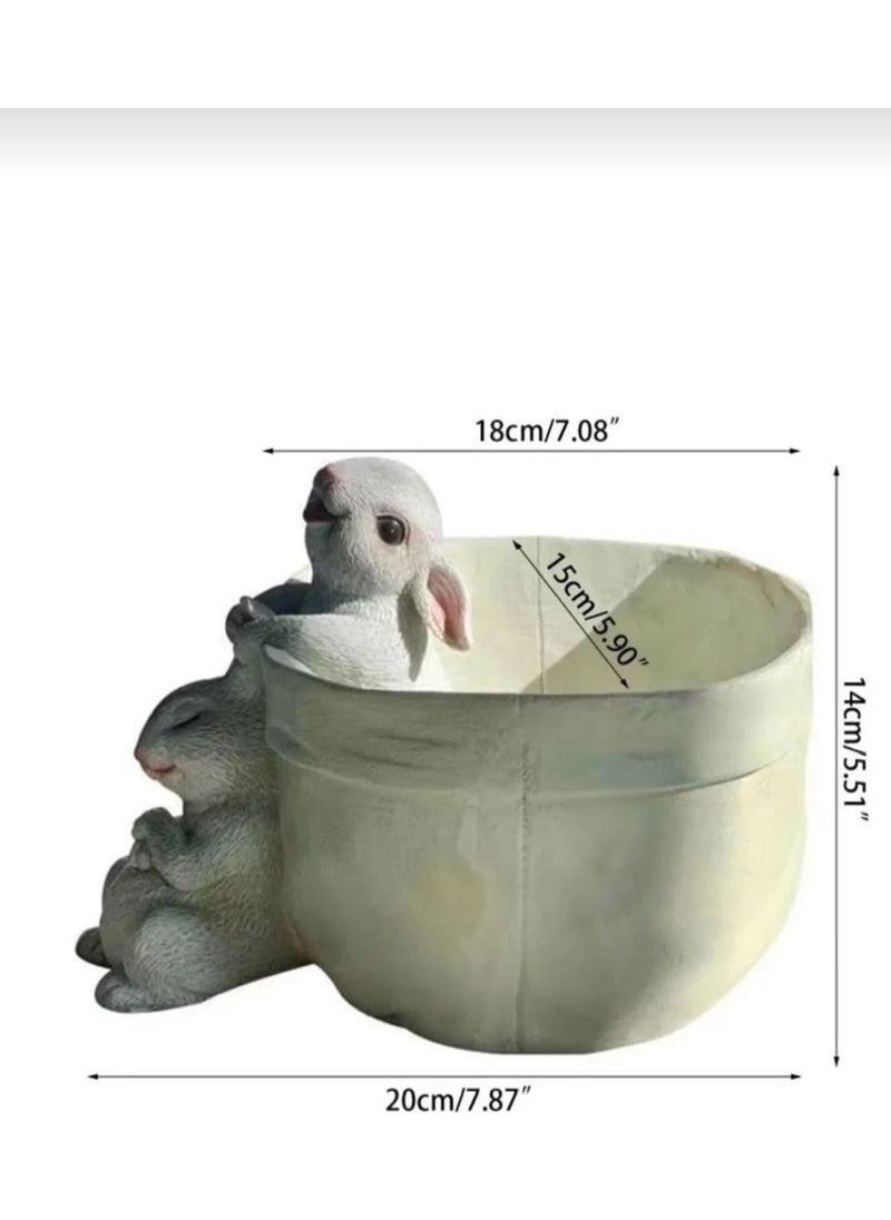 Taşdevri Life Cute Rabbits Hanging from Basket Decorative Flower Pot  - Image 4