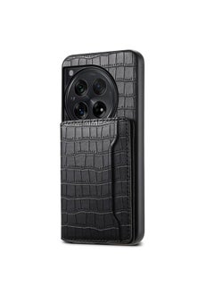 erorex For OnePlus Ace 3 Crocodile Texture Card Bag Design Full Coverage Phone Case(Black) 