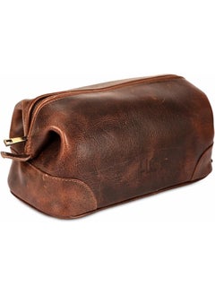 HLC HLC Leather Toiletry Bag for Men - Best Gift for Men - Premium Genuine Leather Dopp Kit Shaving Kit Organizer Travel Kit Pouch Bag for Men - Large Size (Brown) 