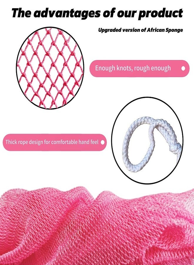 SPMKTBOZAI African Net Sponge Authentic, African Exfoliating Sponge Real African Net Black Owned, African Bath Sponge Back Scrubber for Shower Loofah Bathing Accessories (Pink, 1 Pieces) - Image 3