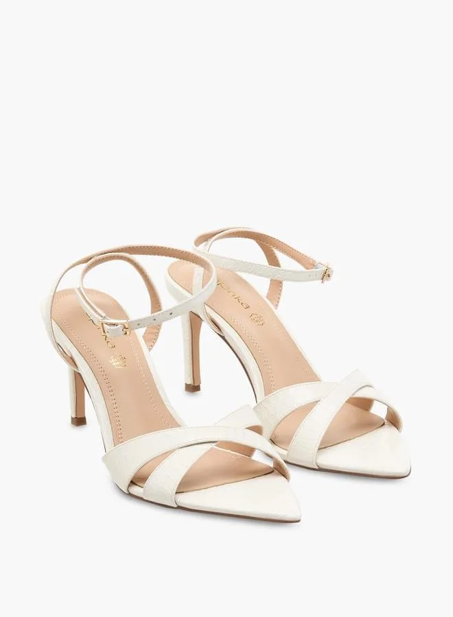 بابريكا صنادل نسائية بنقشة حيوانات بأشرطة متقاطعة وإبزيم وكعب ستيليتو