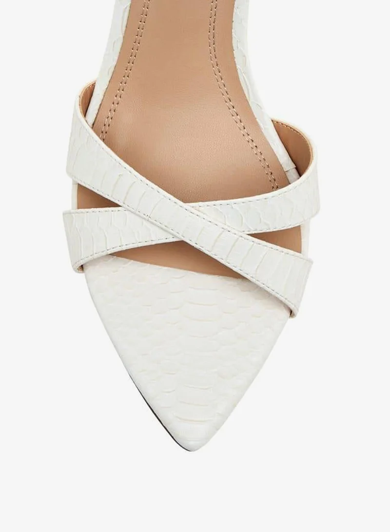 Paprika IVORY Women's Animal Textured Cross Strap Sandals with Buckle Closure and Stiletto Heels for Women | Best Price UAE