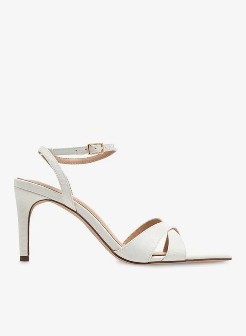 Paprika IVORY Women's Animal Textured Cross Strap Sandals with Buckle Closure and Stiletto Heels for Women | Best Price UAE