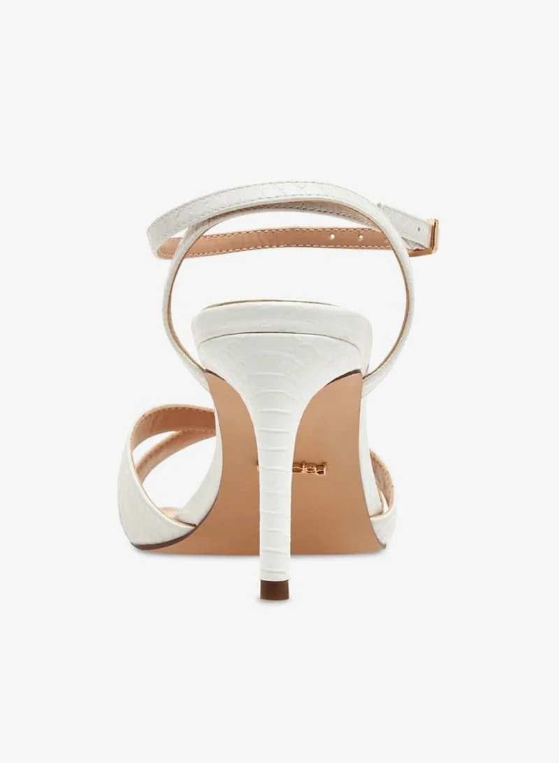 Paprika IVORY Women's Animal Textured Cross Strap Sandals with Buckle Closure and Stiletto Heels for Women | Best Price UAE
