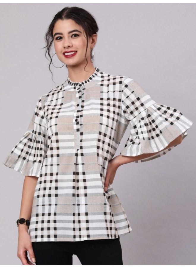 AKS تونيك مطبوع بمربعات بيضاء وسوداء - Image 1