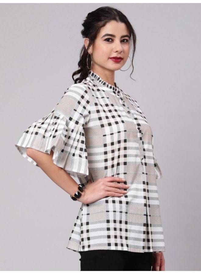 AKS تونيك مطبوع بمربعات بيضاء وسوداء - Image 2