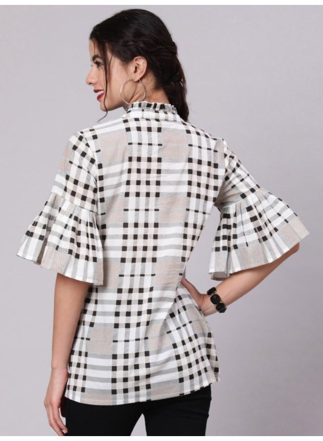 AKS تونيك مطبوع بمربعات بيضاء وسوداء - Image 3