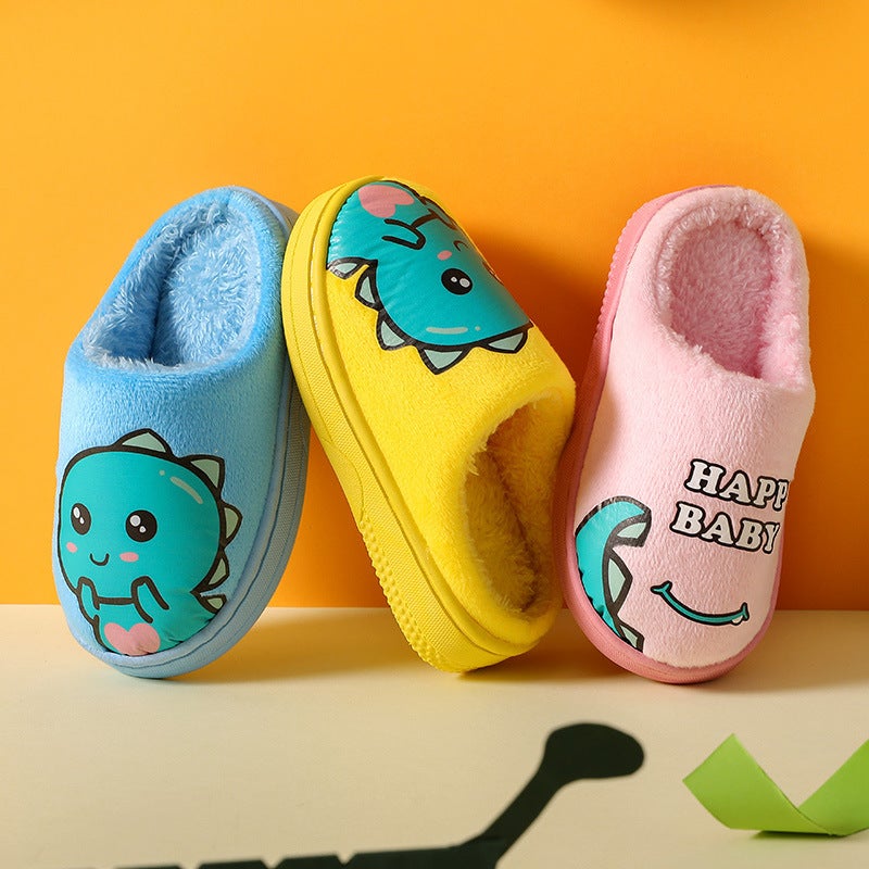 Warm Children'S Cotton Slippers Cartoon Dinosaur Home Indoor Parent-Child Non-Slip Floor 2021 New Men'S And Women'S Cotton Shoes - Image 2