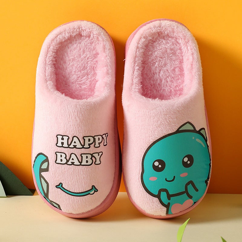 Warm Children'S Cotton Slippers Cartoon Dinosaur Home Indoor Parent-Child Non-Slip Floor 2021 New Men'S And Women'S Cotton Shoes - Image 1