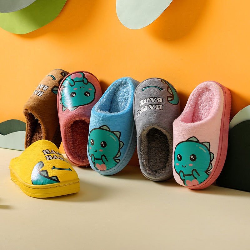 Warm Children'S Cotton Slippers Cartoon Dinosaur Home Indoor Parent-Child Non-Slip Floor 2021 New Men'S And Women'S Cotton Shoes - Image 5