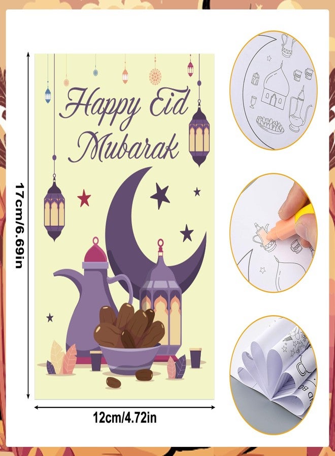 Zhanmai 48 Pcs Ramadan Coloring Book Bulk with Stacking Crayons Ramadan Moon Star Holiday Activity Book Eid Mubarak Coloring Book for Activities Party Favors Supplies Gifts (Moon) - Image 3