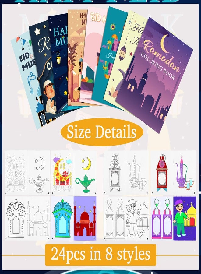 Zhanmai 48 Pcs Ramadan Coloring Book Bulk with Stacking Crayons Ramadan Moon Star Holiday Activity Book Eid Mubarak Coloring Book for Activities Party Favors Supplies Gifts (Moon) - Image 2