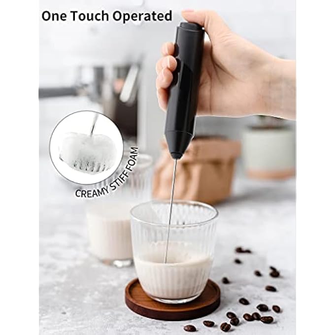 AdanZst Handheld Milk Frother With Stand Powerful Battery Operated Coffee Frother Mini Electric Drink Mixer For Whisk Coffee Lattes Cappuccino Matcha Hot Chocolate Black - Image 5