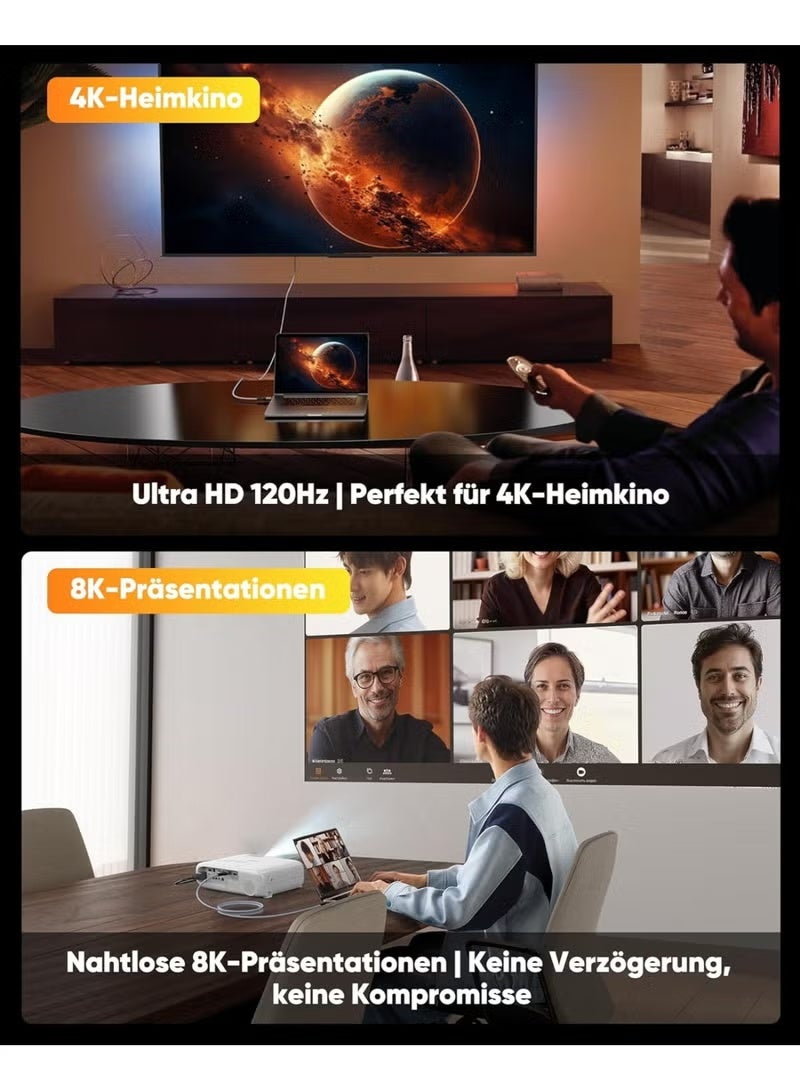 HDMI Cable 10M – High-Speed 48Gbps, 8K@60Hz & 4K@120Hz, HDR eARC DTS:X – Durable & Easy-to-Use for TV, Gaming & Projectors - Image 2