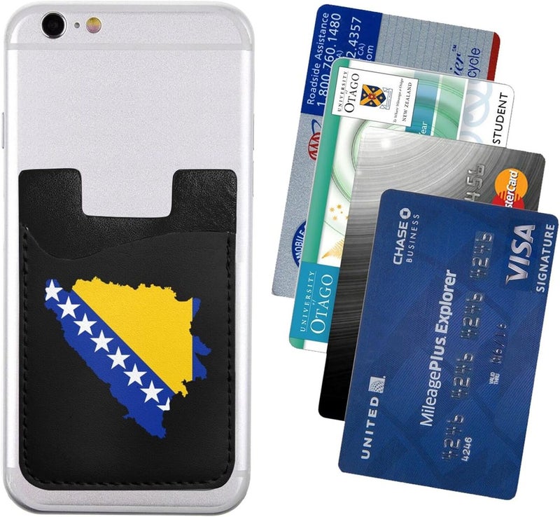 Bosnian Flag Map Luxury PU Leather Mobile Phone Card Holder Stylish Functional 2.4 * 3.5in - Image 2