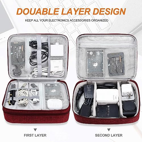 Styleys Electronics Organizer Gadget Bag Case Cable Organizer Bag for Travel Essentials, Tech Gifts, Cable Storage Bag as Travel Accessories for Phone, Cord, iPad (WineRed - S11029) - Image 3