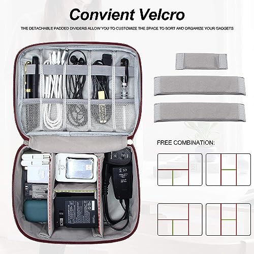Styleys Electronics Organizer Gadget Bag Case Cable Organizer Bag for Travel Essentials, Tech Gifts, Cable Storage Bag as Travel Accessories for Phone, Cord, iPad (WineRed - S11029) - Image 5