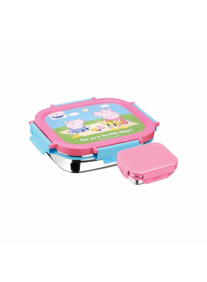 JOYO حزمة غداء صغيرة من الفولاذ المقاوم للصدأ JOYO بسعة 550 مل، مع دابي 80 مل | صندوق غداء من الفولاذ المقاوم للصدأ | صندوق غداء مع قفل ضغط | مثالي للمدرسة، الكلية والمكتب | بيبا بيغ - Image 1