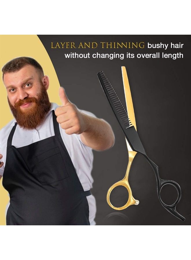 Jason مقص تخفيف الشعر 6 بوصة احترافي من الفولاذ المقاوم للصدأ الياباني لمزج الشعر، مقص تصفيف للرجال والنساء في المنزل والصالون - Image 3