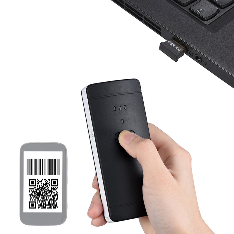 Portable 2D Barcode Scanner: Black, 1500T/S Fast Scanning Speed - Strong Decoding Capability Wireless Barcode Scanner for Home, Office, Warehouse & Retail Use - Image 1
