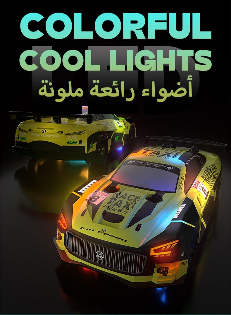 JJRC RC Drift Car, Kids Remote Control Car with Shiny LED Lights, 4WD 2.4GHz High Speed Drift RC Car with One Rechargeable Batteries, Extra Tires,Obstacle,etc., RC Cars for Kids and Adults,Vehicle Racing Hobby with Headlight Gifts - Kids Gifts  - Image 5